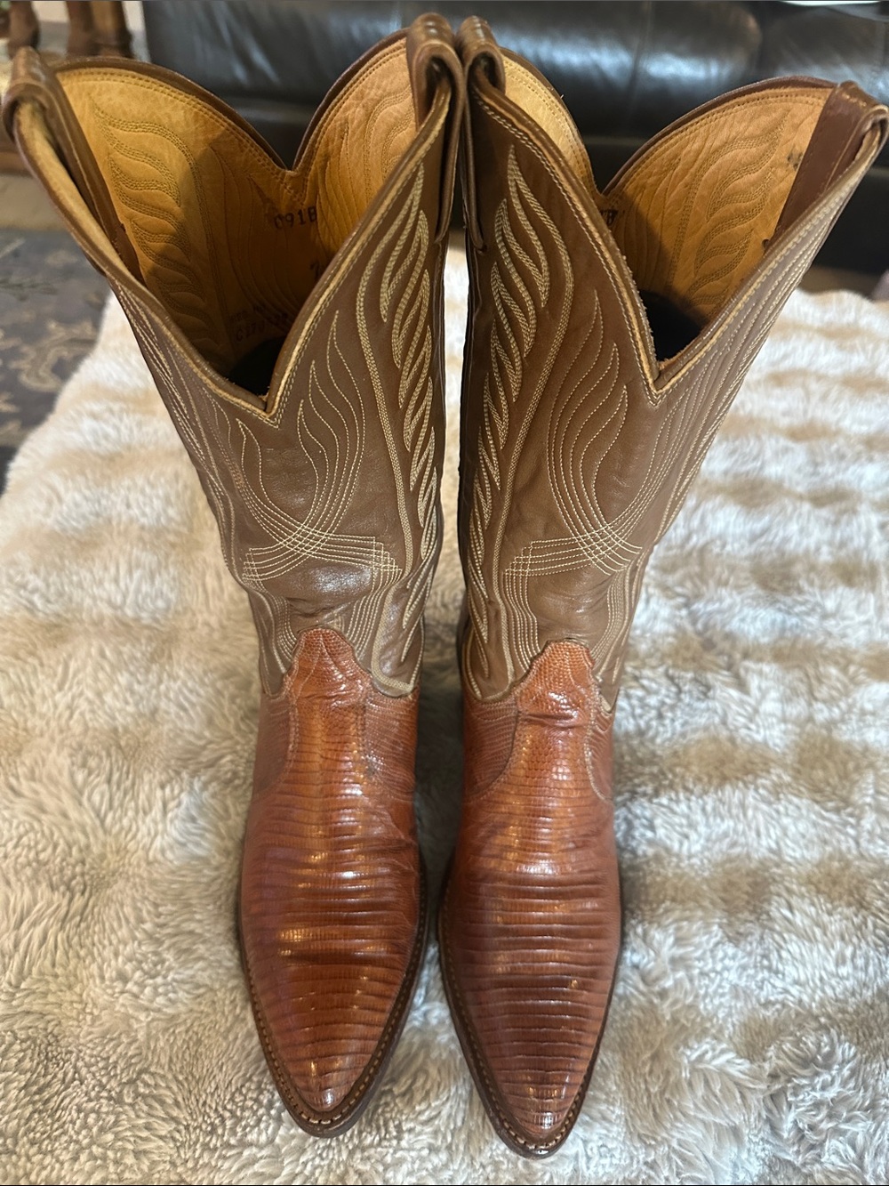 Vintage Tony Lama Teju Lizard Western Cowboy Boots – Size 7.5 B